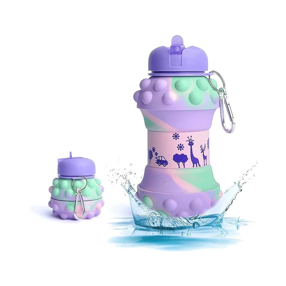 Botella Pop It plegable GreenBlue de 500Ml en silicona